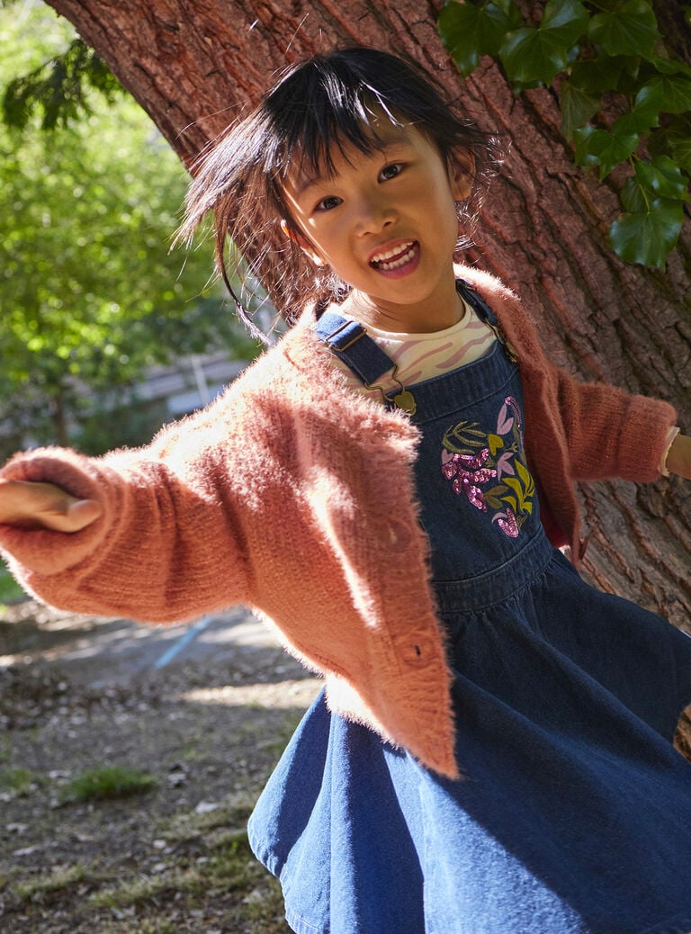 Cardigan terracotta à paillettes fille