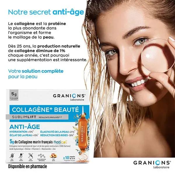 GRANIONS Marine Collagen Sublimlift - Colágeno e Ácido Hialurônico - Ampolas