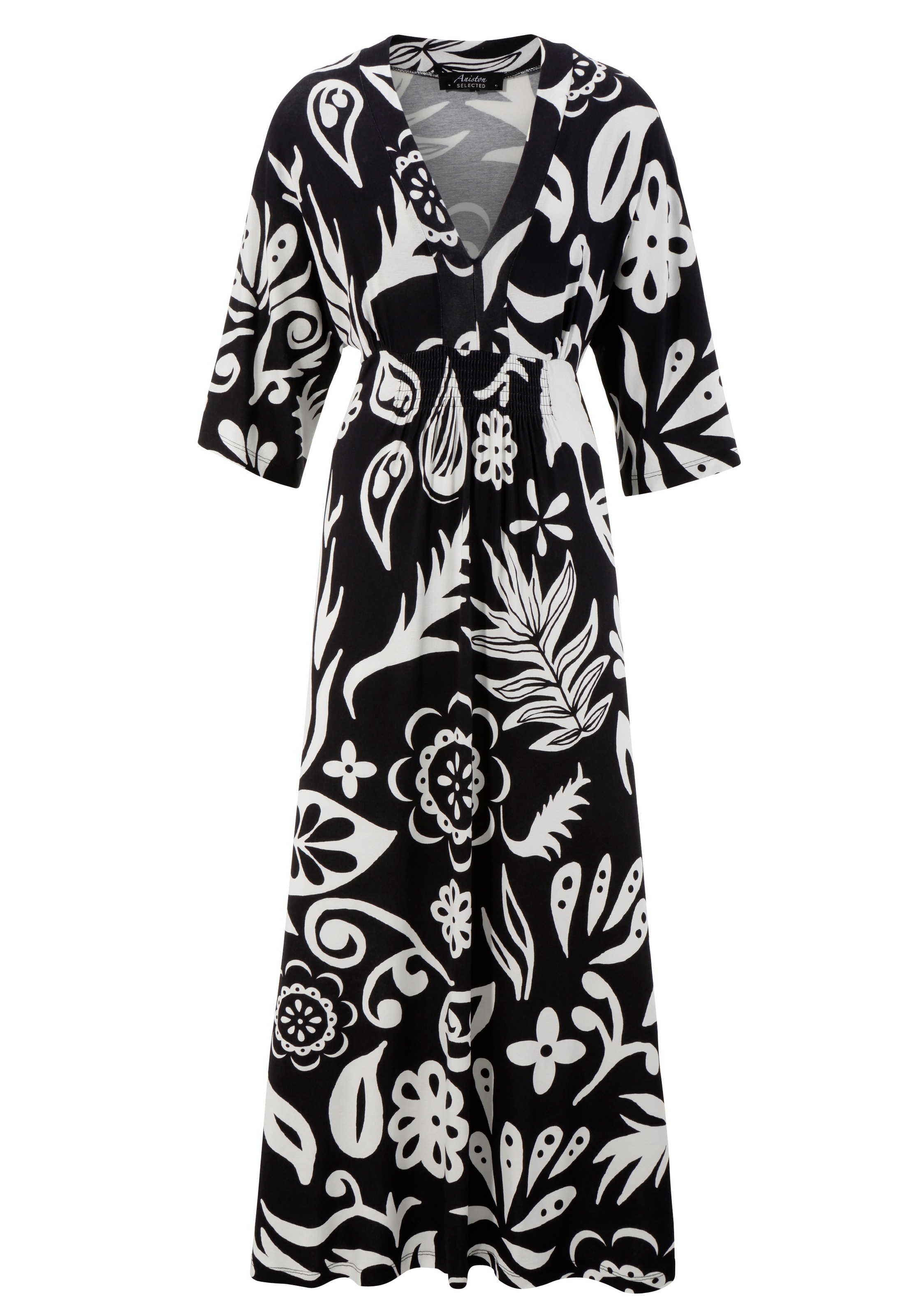 Aniston SELECTED Maxikleid mit weiten, 3/4-langen Ärmeln