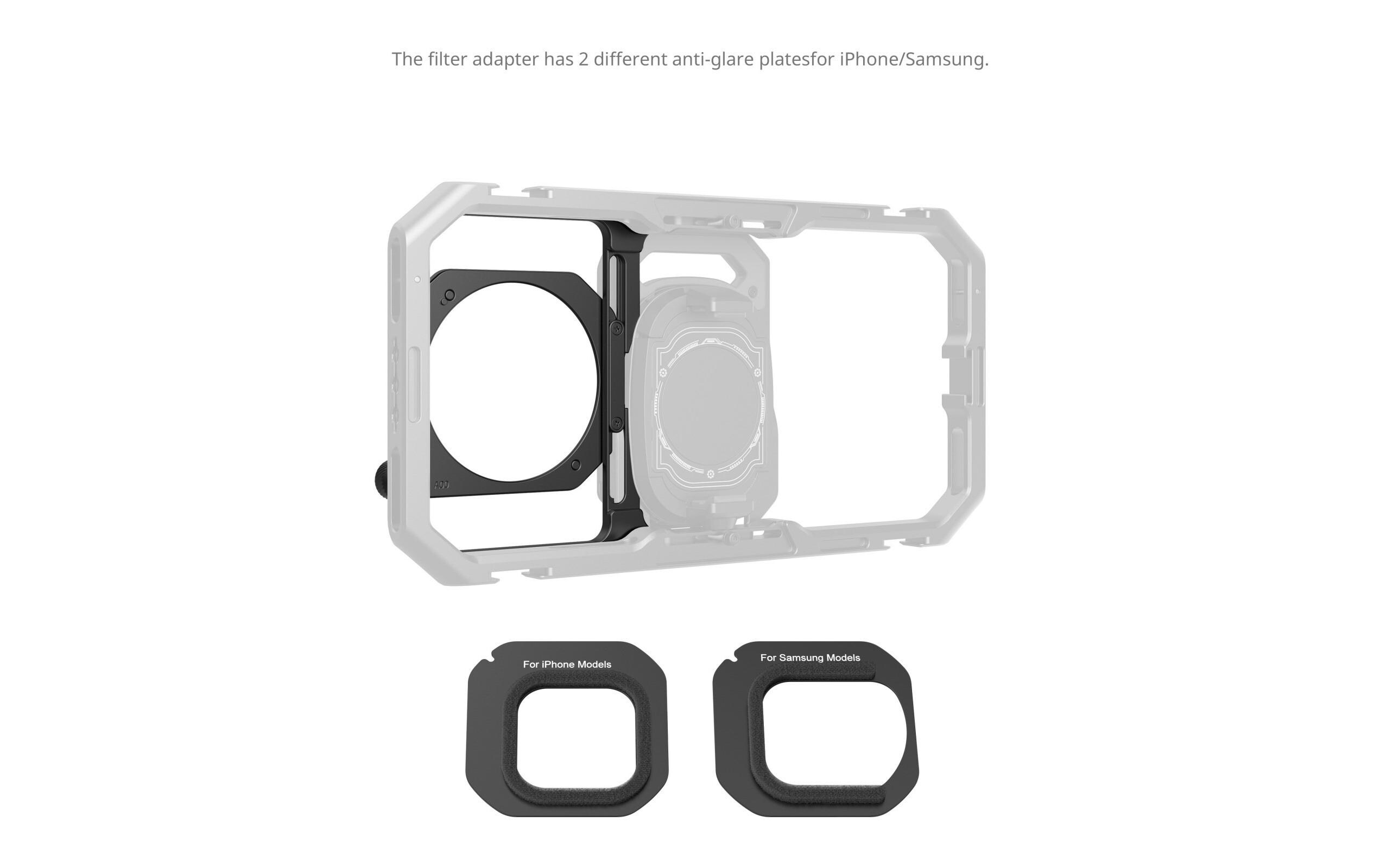 67-mm-Gewindefilteradapter mit SonnenschutzblendenSpeziell für den Universal-Telefonkäfig (ID 4299B ) von SmallRig entwickelt