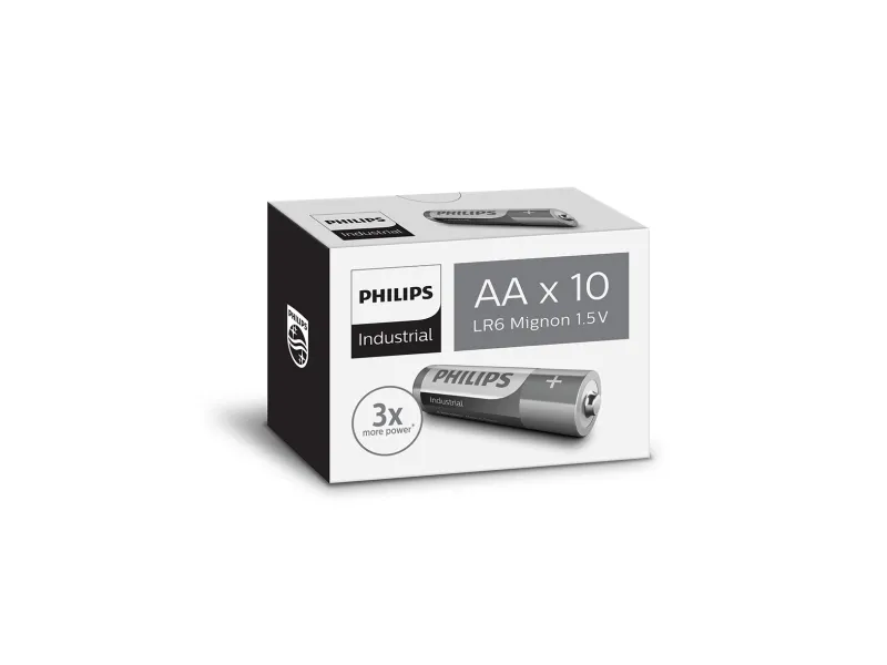 PHILIPS batteri industrial alkaline AA 10-pak - 2073832