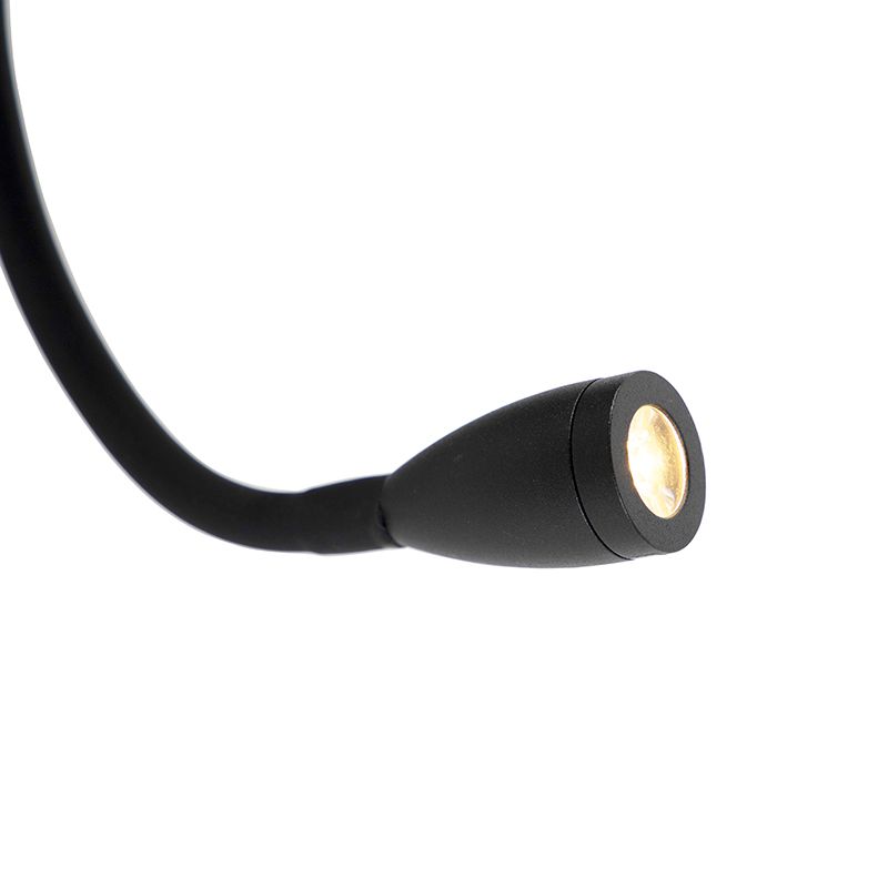Moderne wandlamp zwart met USB en flexarm - Flero