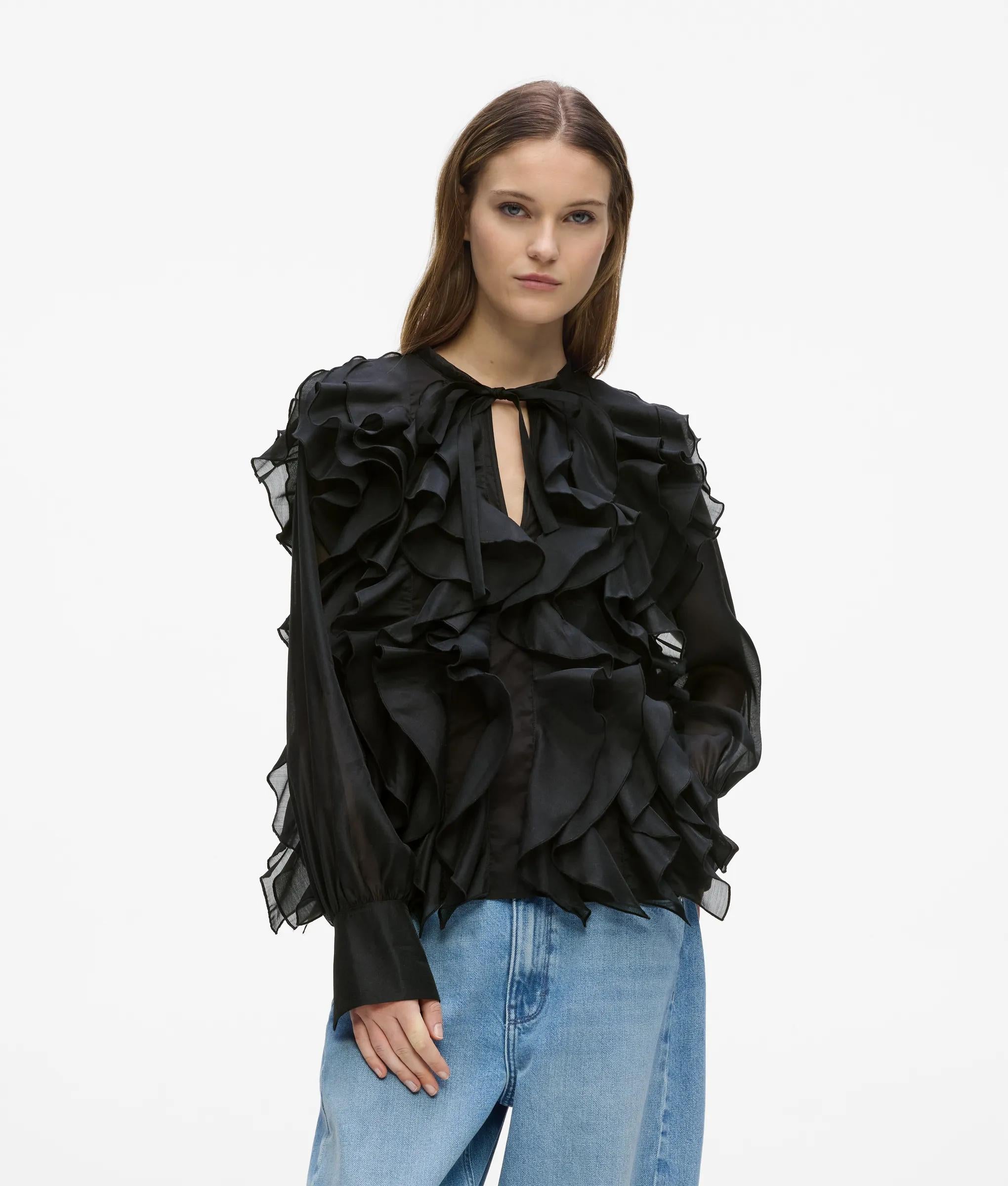 Organza blouse met ruches