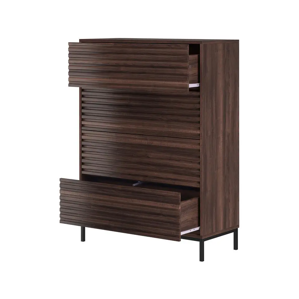 Celine - Commode met 4 laden in walnoot spaanplaat
