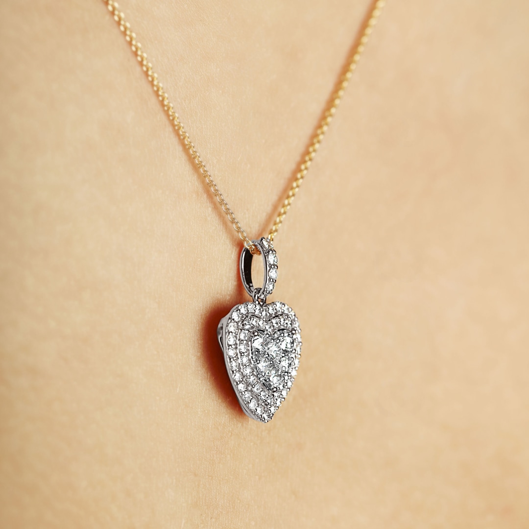 1.01 Karat Diamant-Herzanhänger 750/18 K Weissgold
