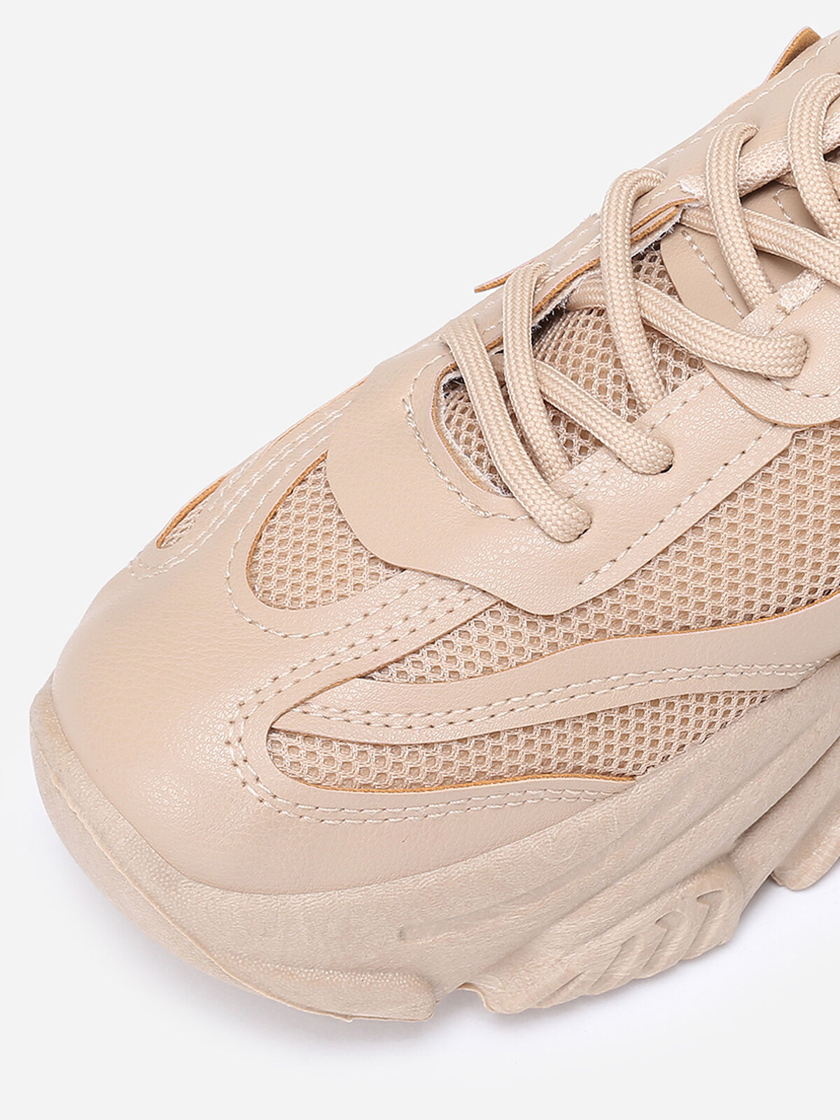 Baskets running à plateforme en reliefs- Taupe