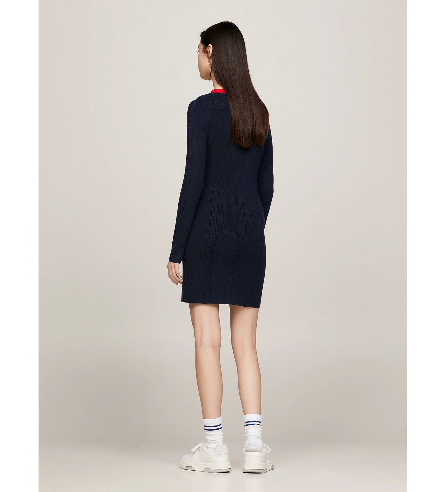 Vestido Tommy Jeans azul-marinho de malha trançada
