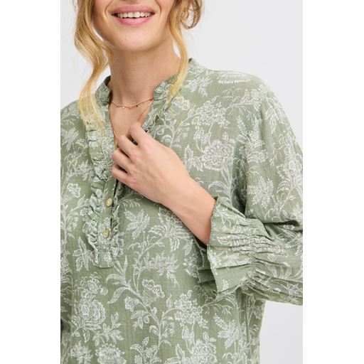 Sorbet Blomsterprint Bluse, Sea Spray, XL