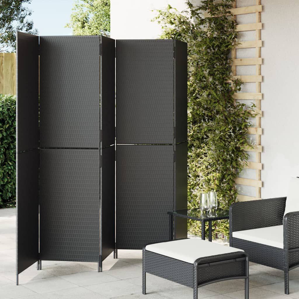 vidaXL 5-Panelen Scherm, Zwart, Poly Rattan