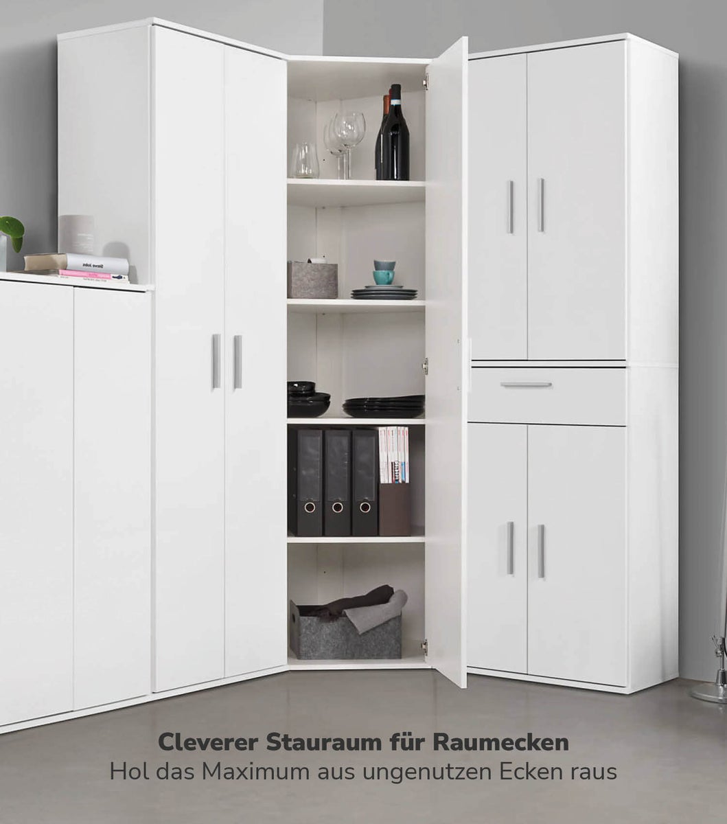 mokebo hoekkast in wit 'The Long One', kast, opbergkast of multifunctionele kast