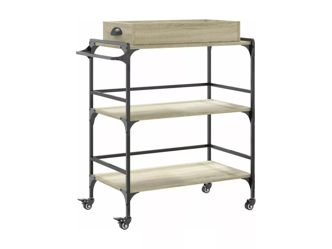 Chariot de cuisine chêne sonoma 81,5x41x92,5 cm bois ingénierie