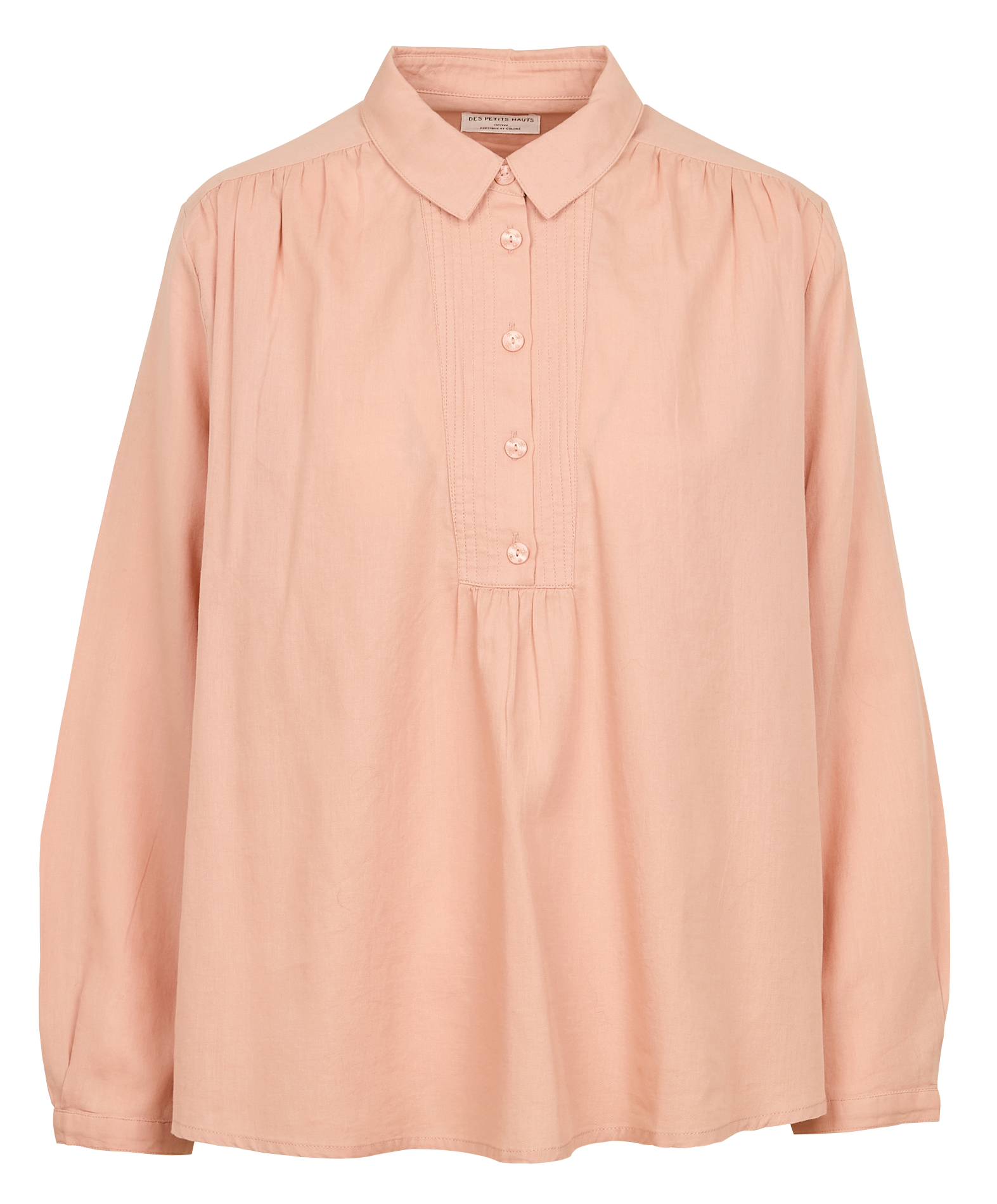 RUDEON - Blouse col chemise en coton| Rose