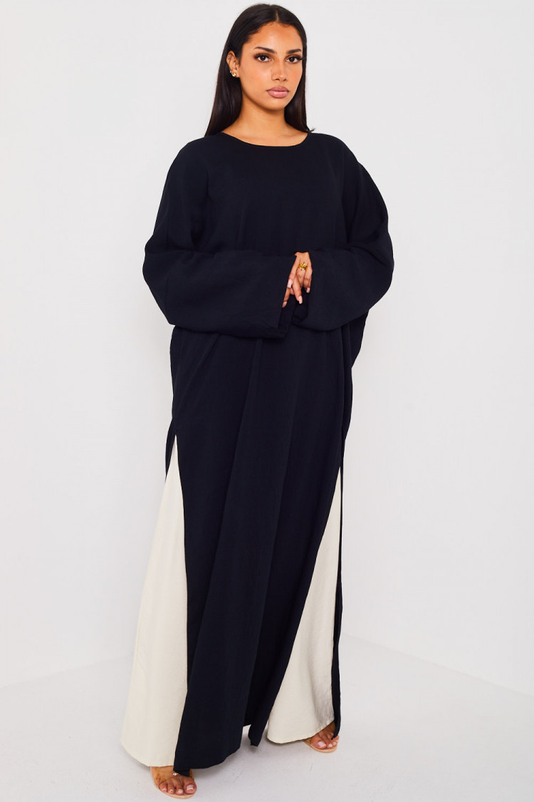 Ensemble 2 pièces robe + pantalon noir et beige
