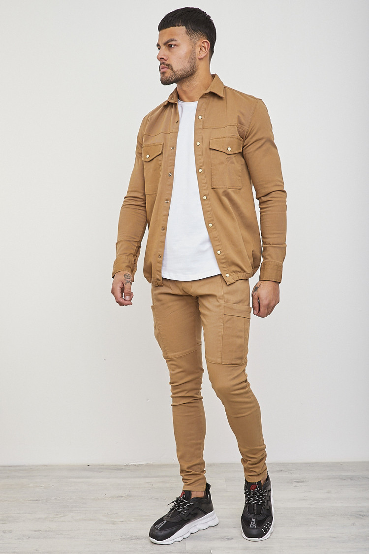 Chemise épaisse camel avec élastique
