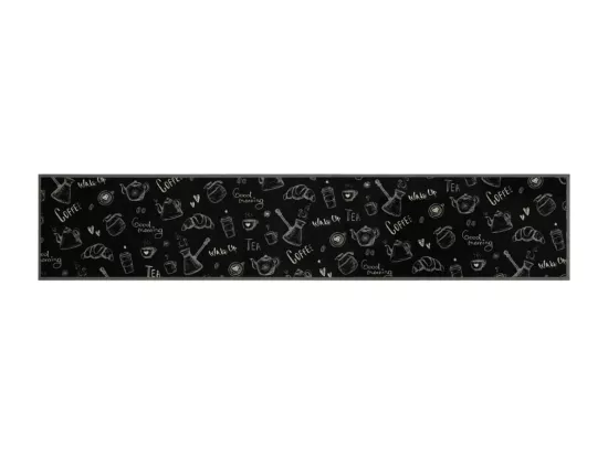 Tapis de cuisine lavable imprimé Morning noir 60x300 cm velours