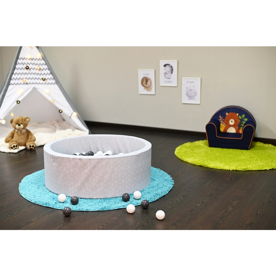knorr toys® Bällebad soft - Geo cube grey - 300 balls greycreme grau