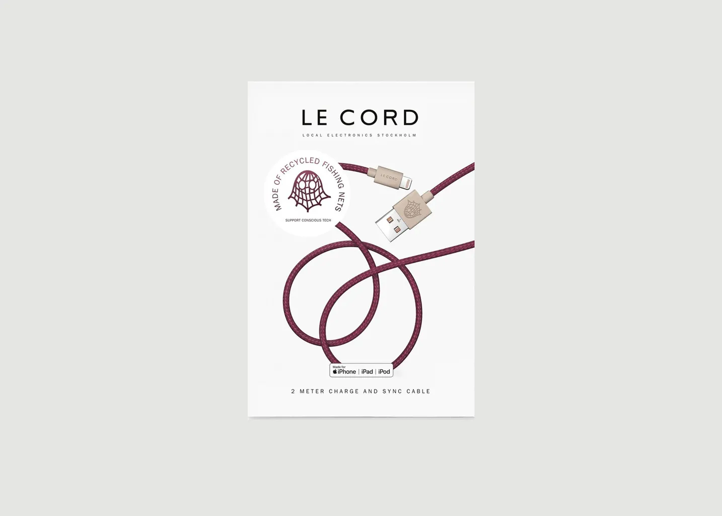 Cable USB recyclé 2 mètres Le Cord