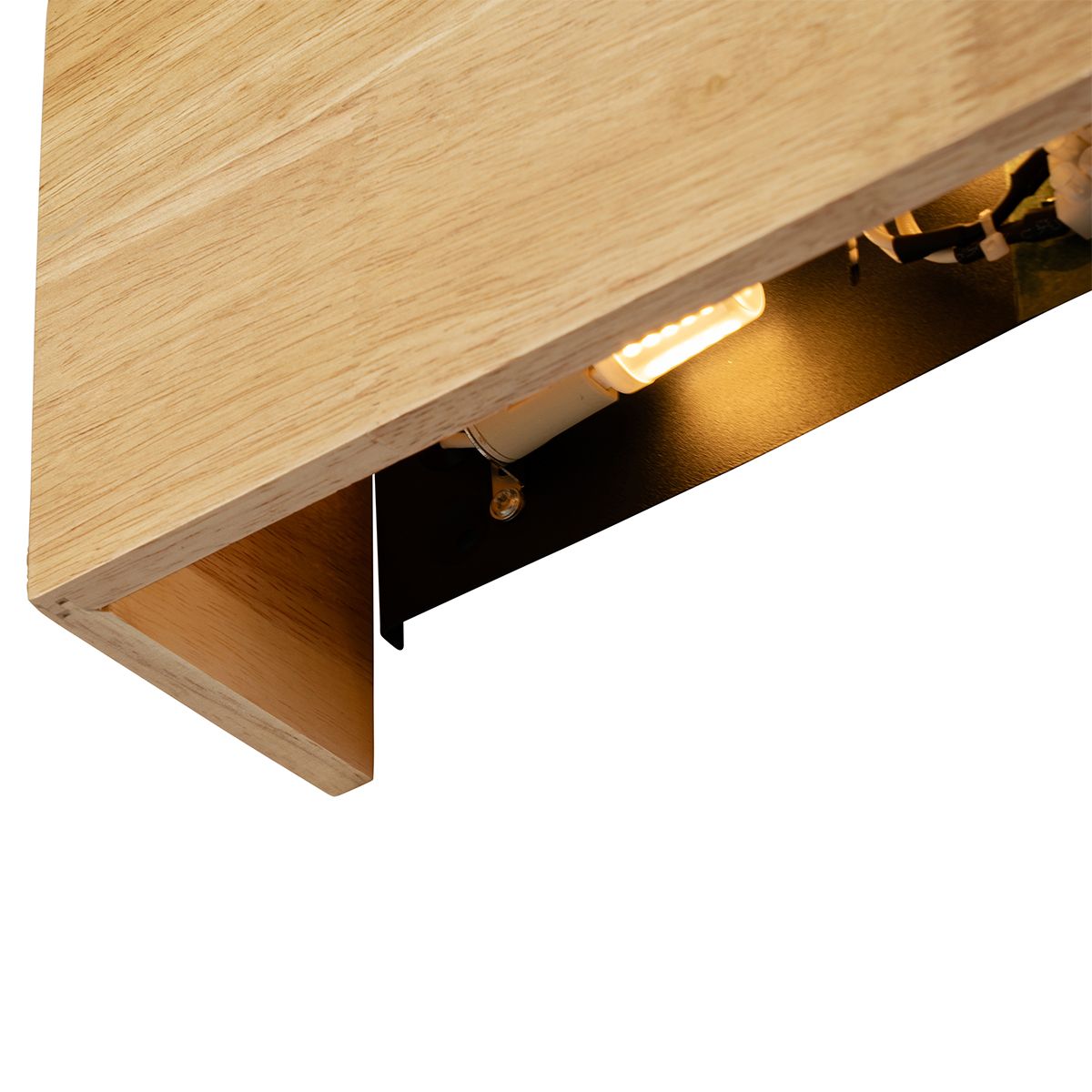 Landelijke wandlamp eiken hout 2-lichts - Otan