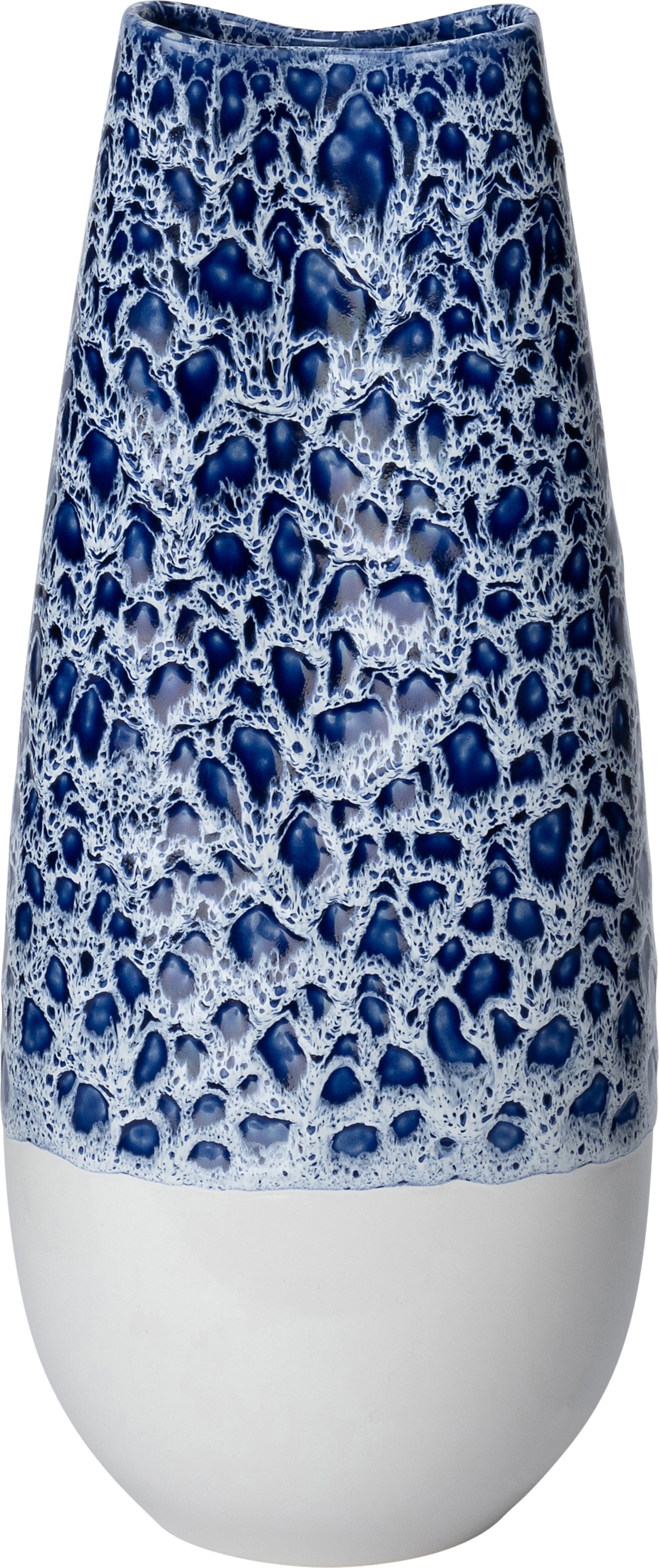 Intratuin vaas Tuva blauw / wit D 13,5 H 34