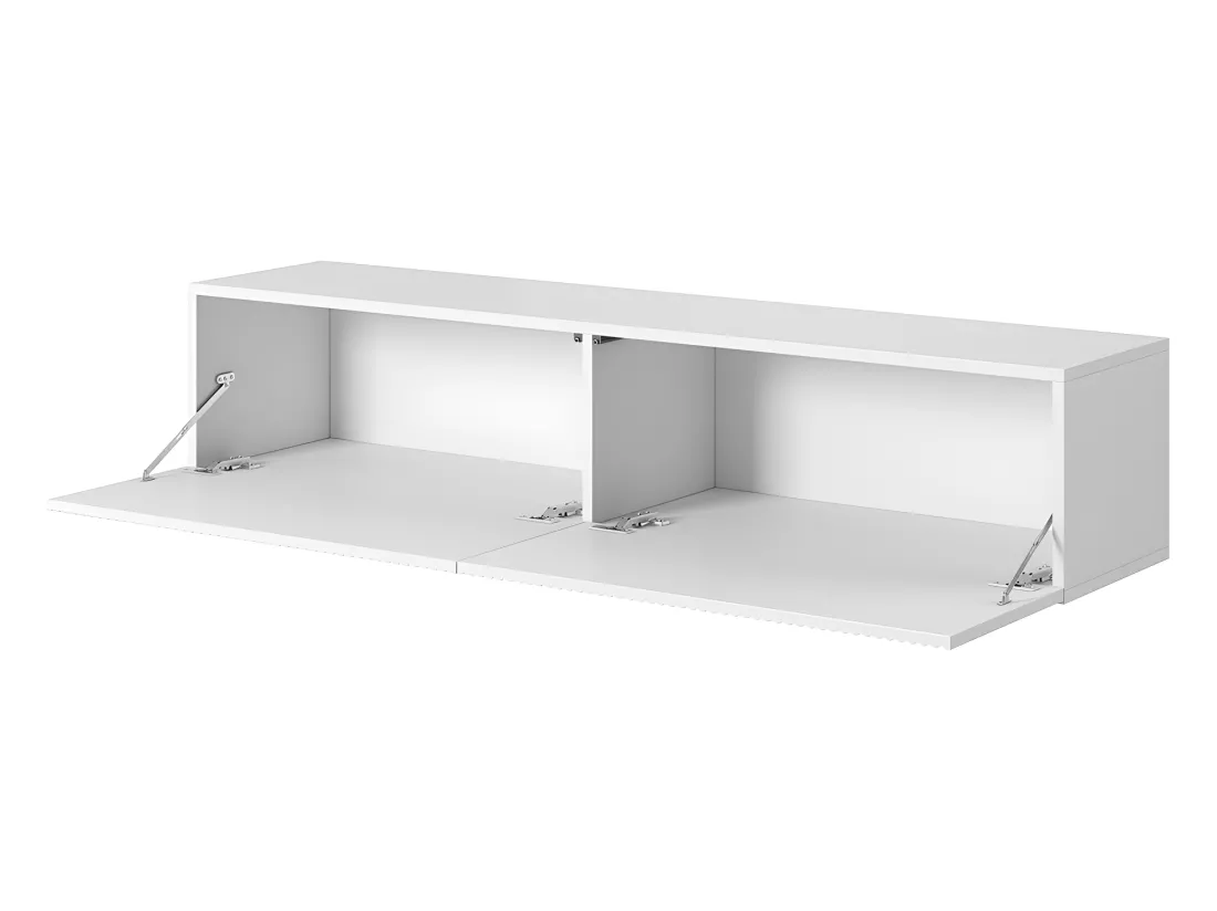 Meuble TV 140 cm blanc avec façade fraisée - VELDIO