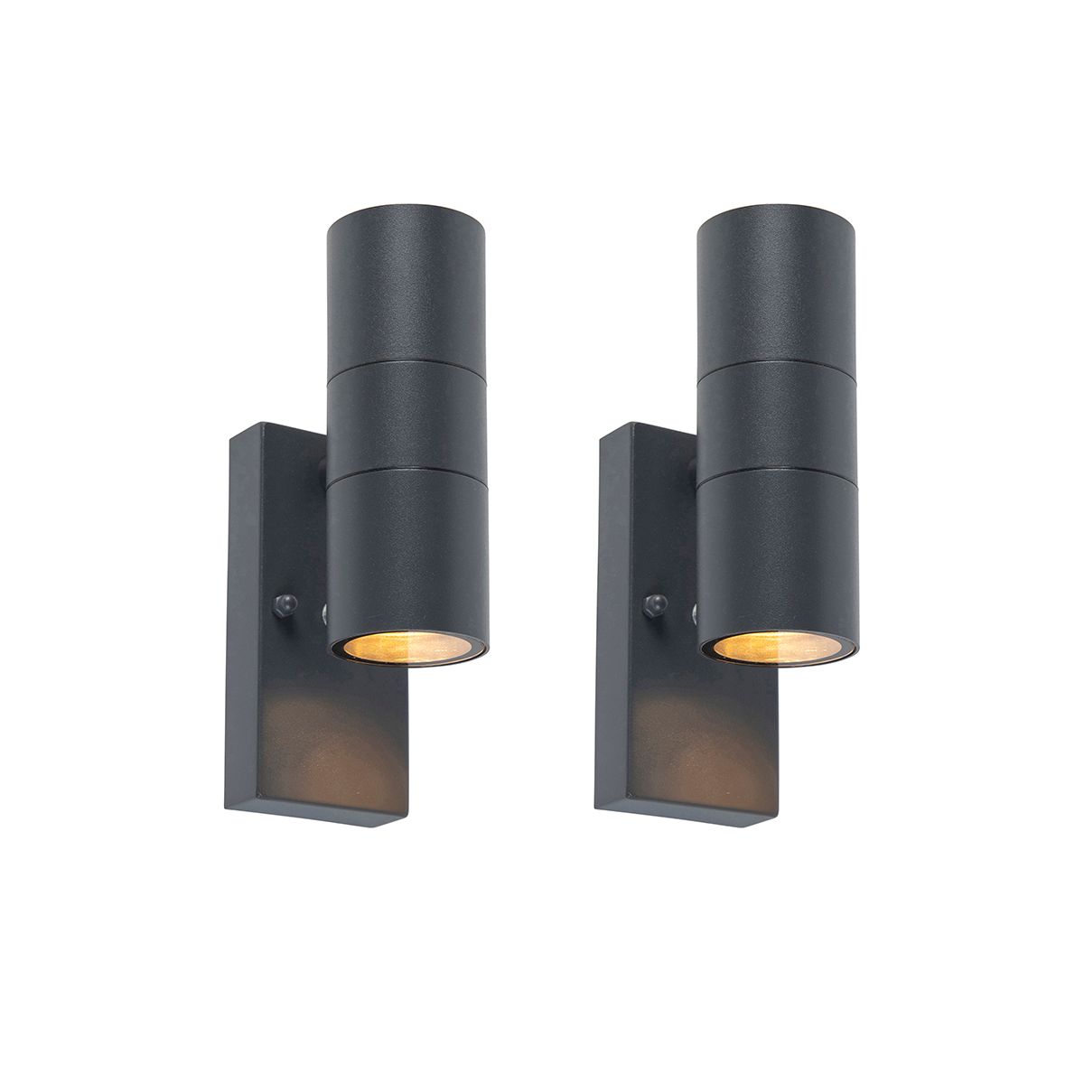 Set van 2 buiten wandlamp donkergrijs 2-lichts schemersensor - Duo