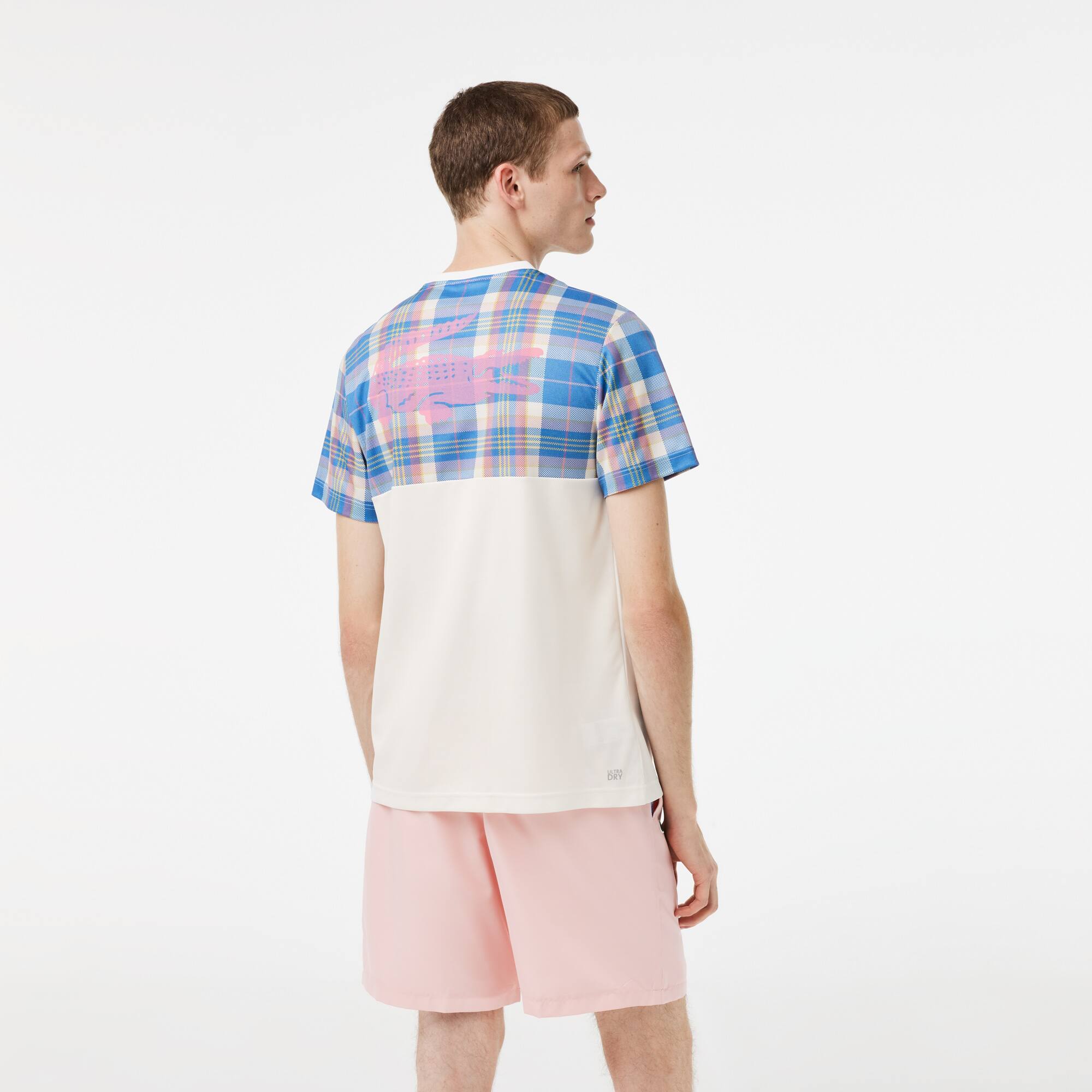 T-shirt homme Lacoste Tennis regular fit imprimé carreaux T-Shirts - Blanc - Lacoste - Homme