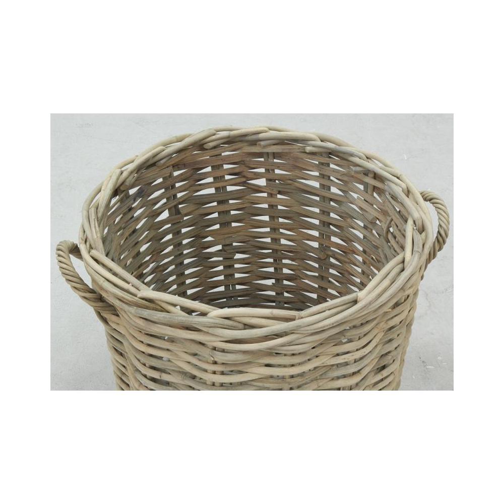Maxi cache-pots en rotin poelet fendu sable (lot de 2)