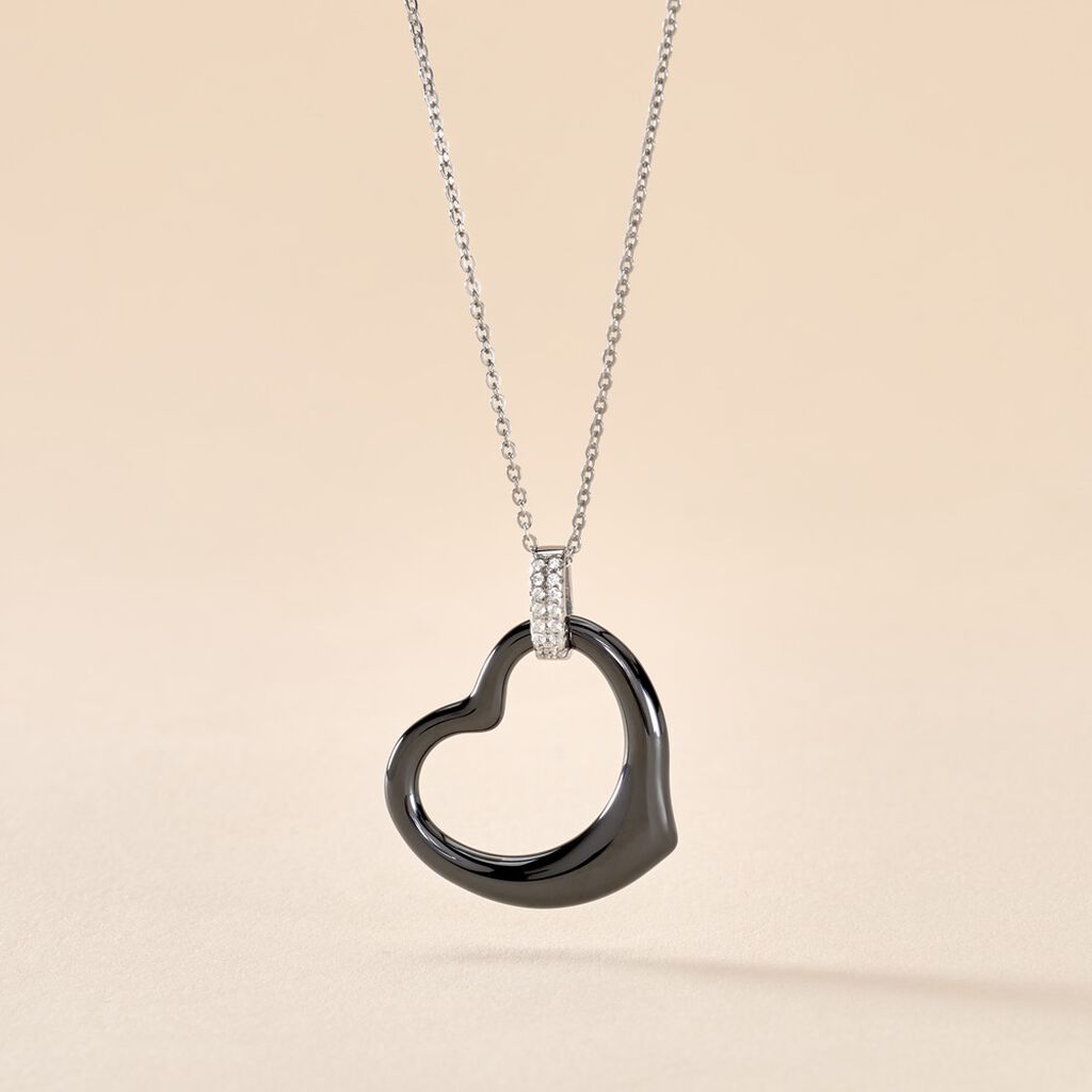 Collier Pam Argent Blanc Céramique Et Oxyde De Zirconium