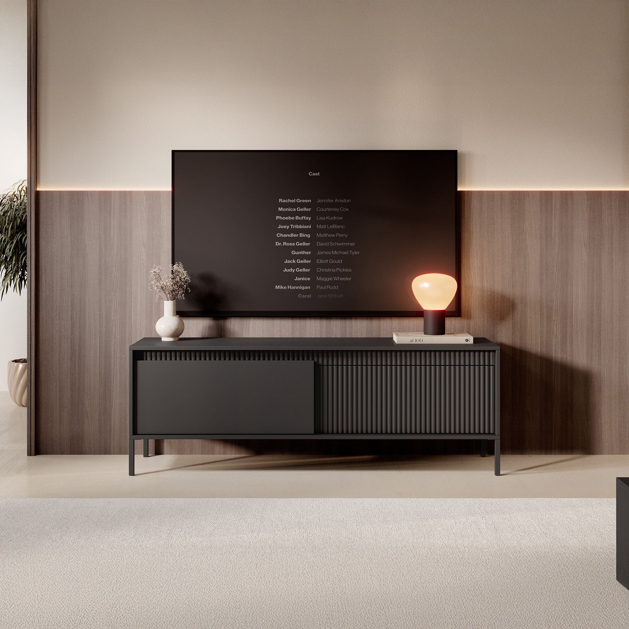 Saran - TV-Meubel - Mat zwart - 154x40x53 cm