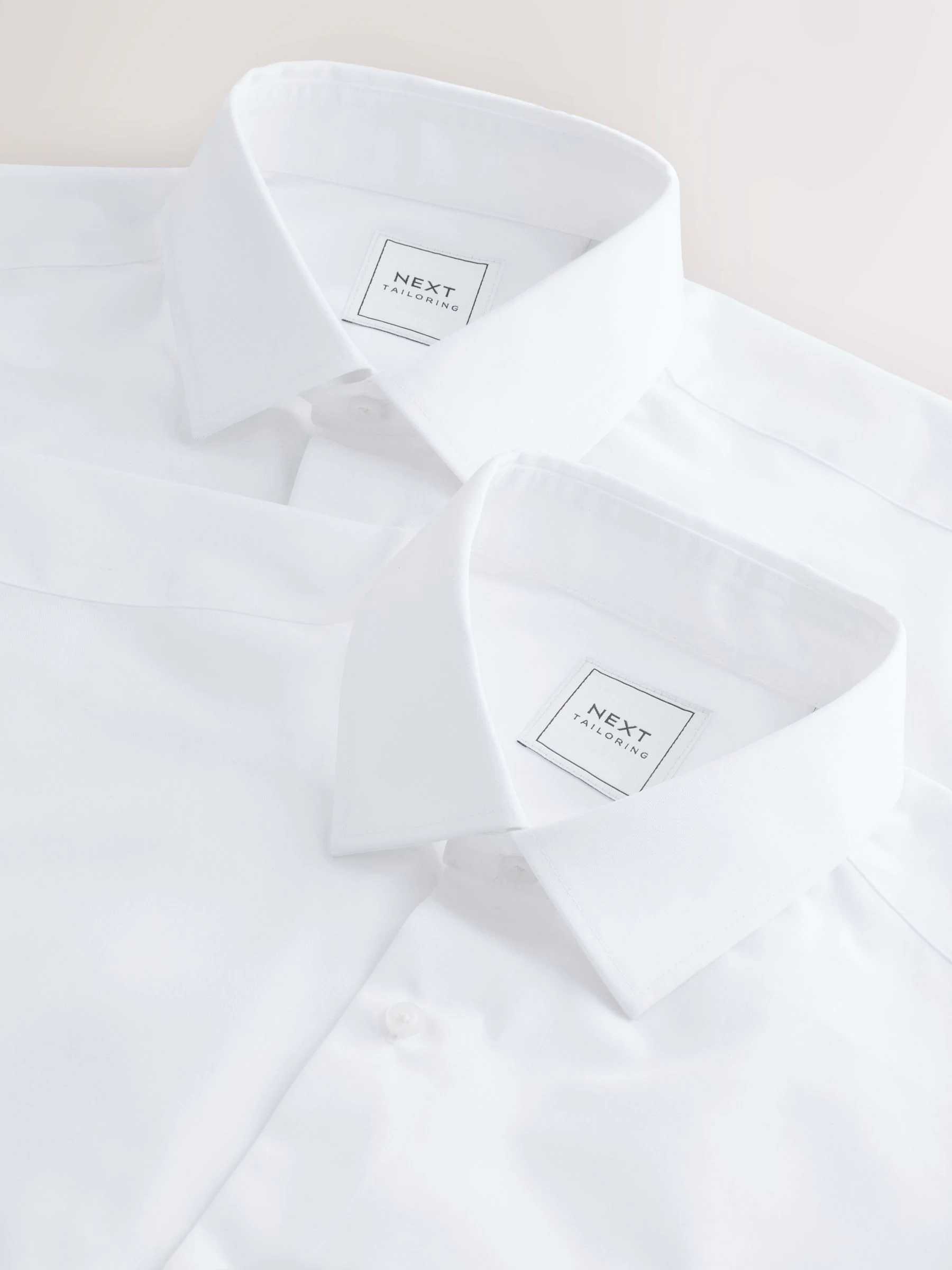 Wit - Slim Fit - Onderhoudsvriendelijke nette overhemden met lange mouwen met enkele manchetten, verpakking van 2
