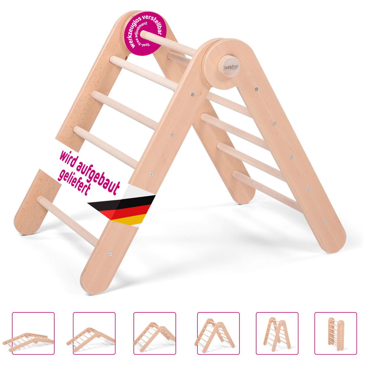 babybaybabybay   Kletterdreieck Littlefoot natur lackiert