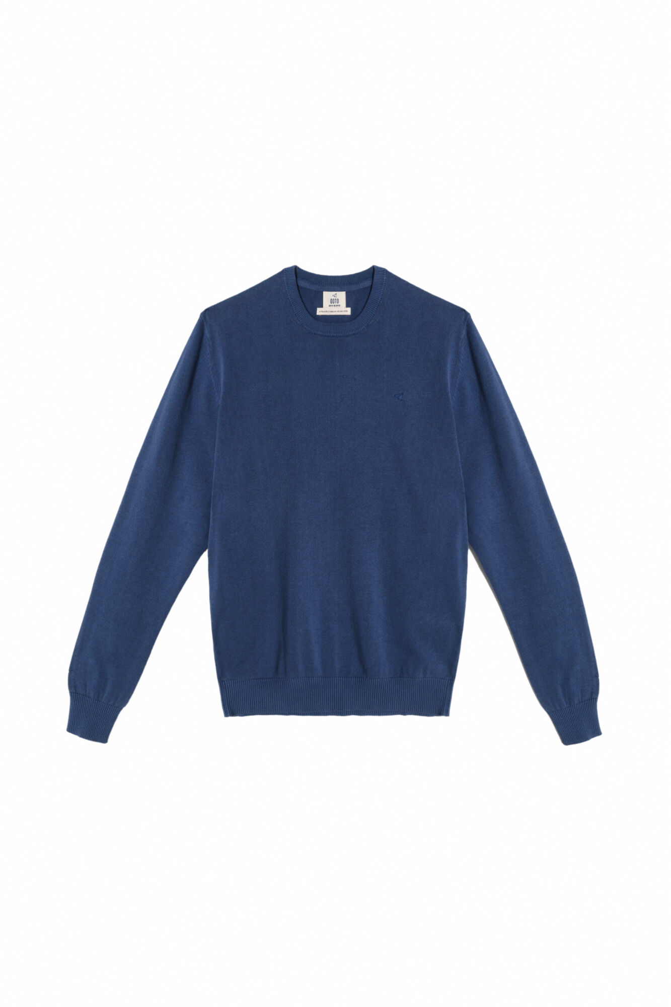 Suéter de algodão com gola redonda - Azul