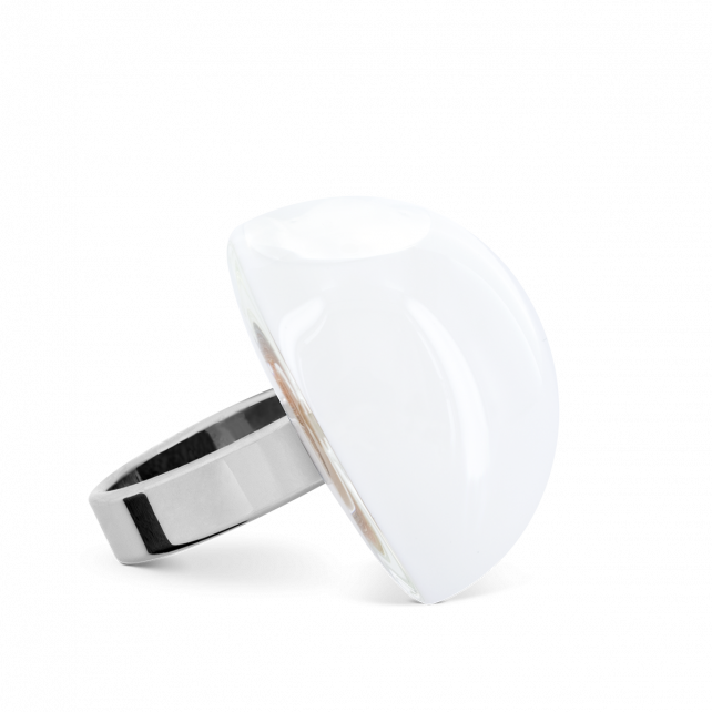Bague en verre soufflé - Dome Medium Milk
