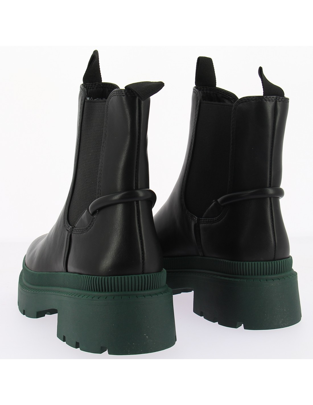 tamaris chelsea boots femme 25405-29 071 cuir noir/semelle verte