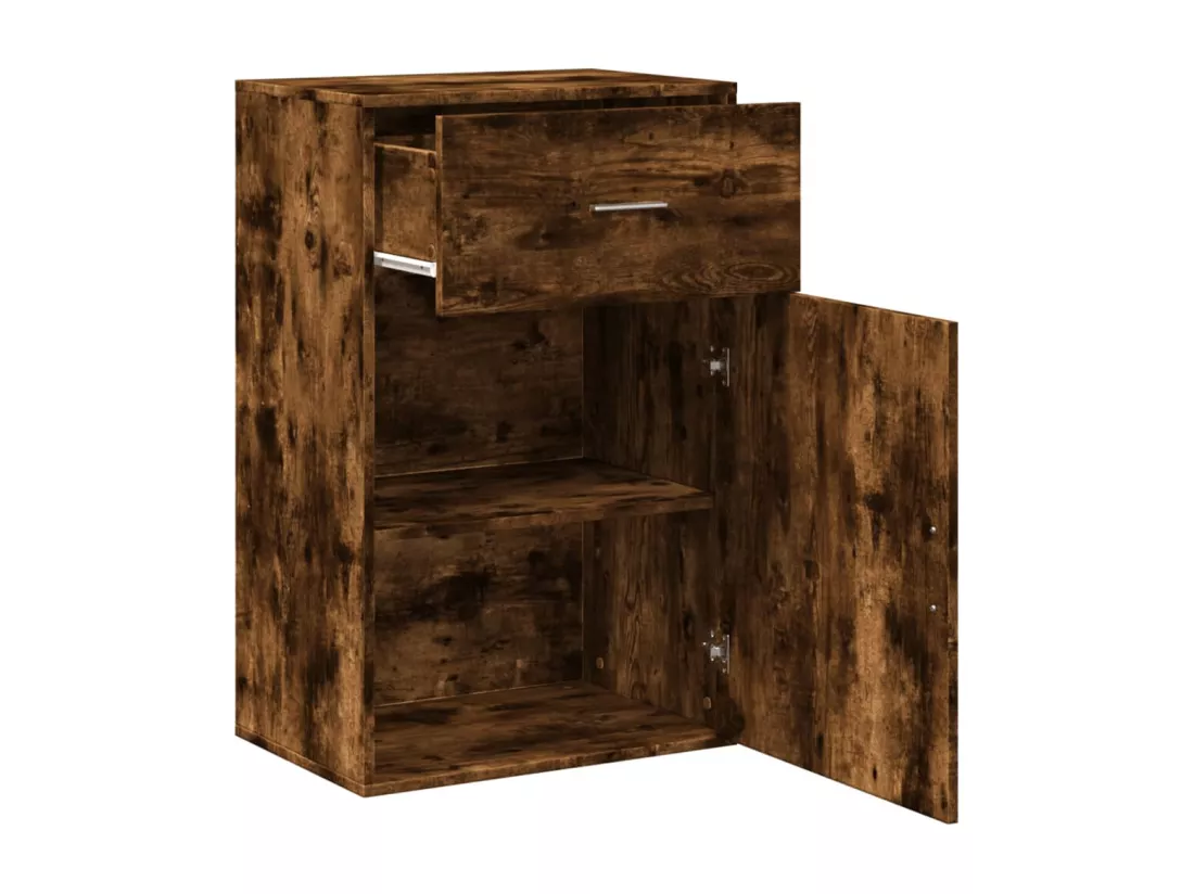 Armoire de rangement chêne fumé 56,5x39x90 cm bois d'ingénierie