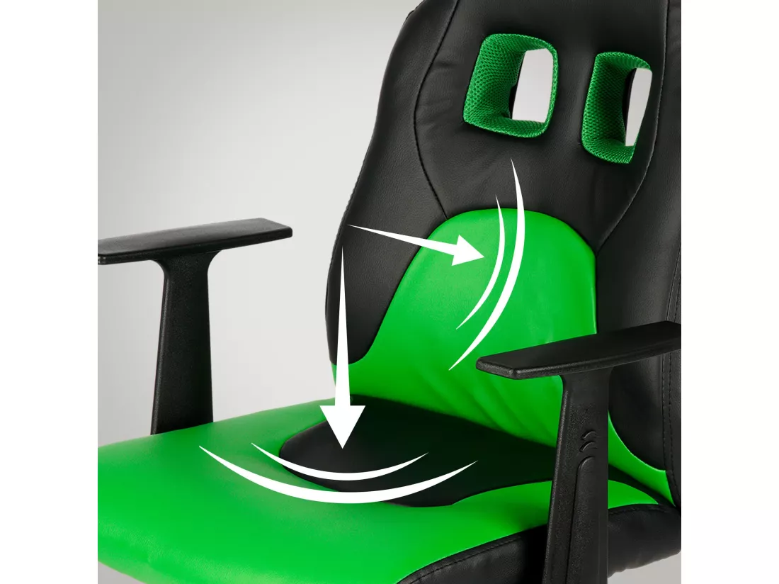 Fauteuil de bureau - Similicuir & Plastique - Noir / Vert - Fun