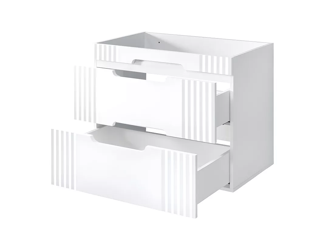 Meuble sous lavabo de salle de bain - Blanc alpin - L120-H62-P45,8 - FUJI