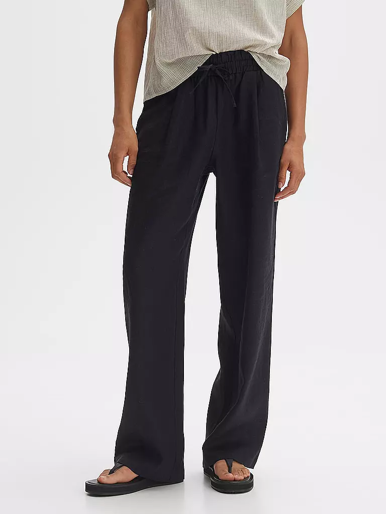 OPUS Leinenhose MAROU schwarz