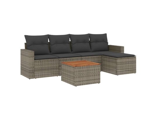 VIDAXL - Salon extérieur Salon de jardin 6 pcs avec coussins gris résine tressée