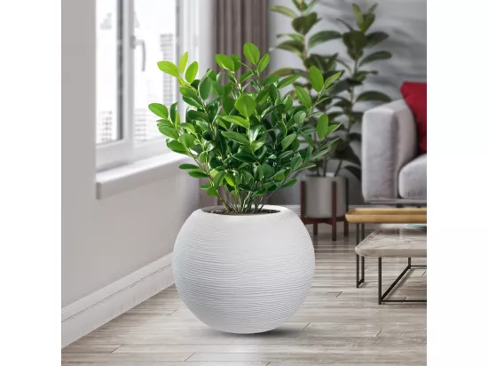 Vase en résine pour plantes d'intérieur et d'extérieur, design sphère ronde d.40x33h Botticelli Blanc