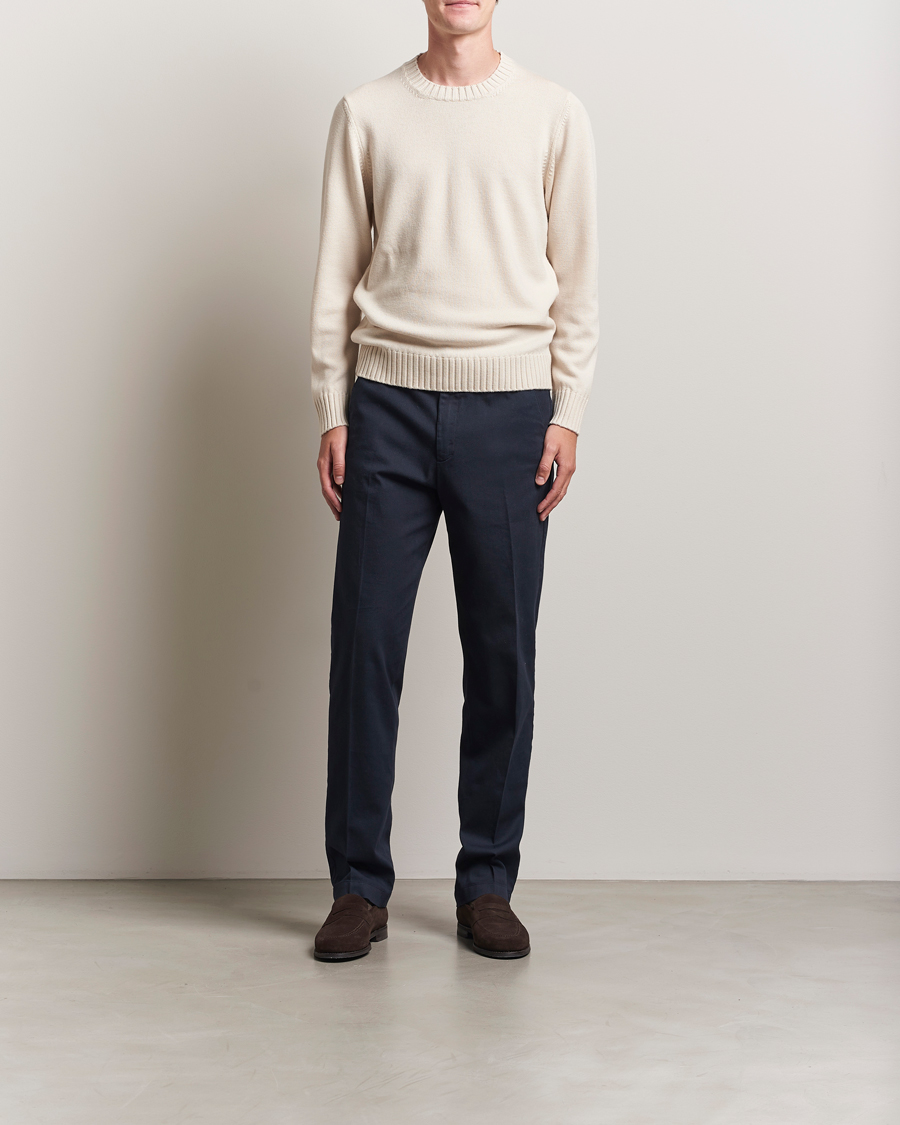 Piacenza Cashmere Brushed Wool Crew Neck Latte