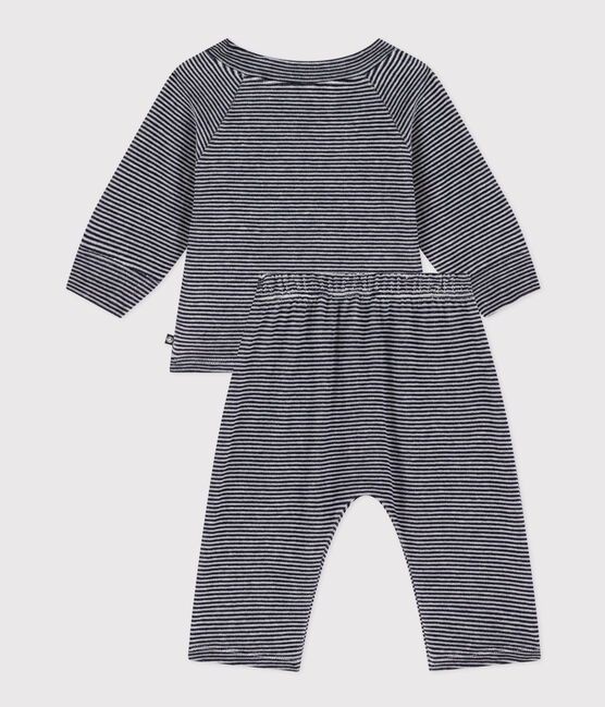 Ensemble rayé en velours bébé