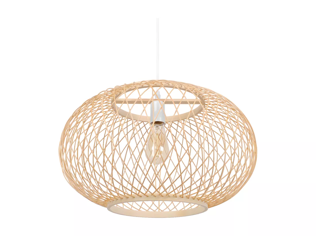 Lustre rotin suspension rotin naturel d40 cm x h28 cm - sphérique