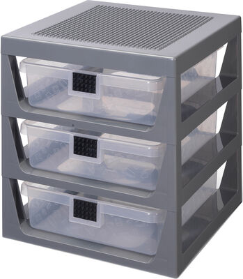 LEGO Oppbevaringshylle 3 Skuffer, Dark Grey