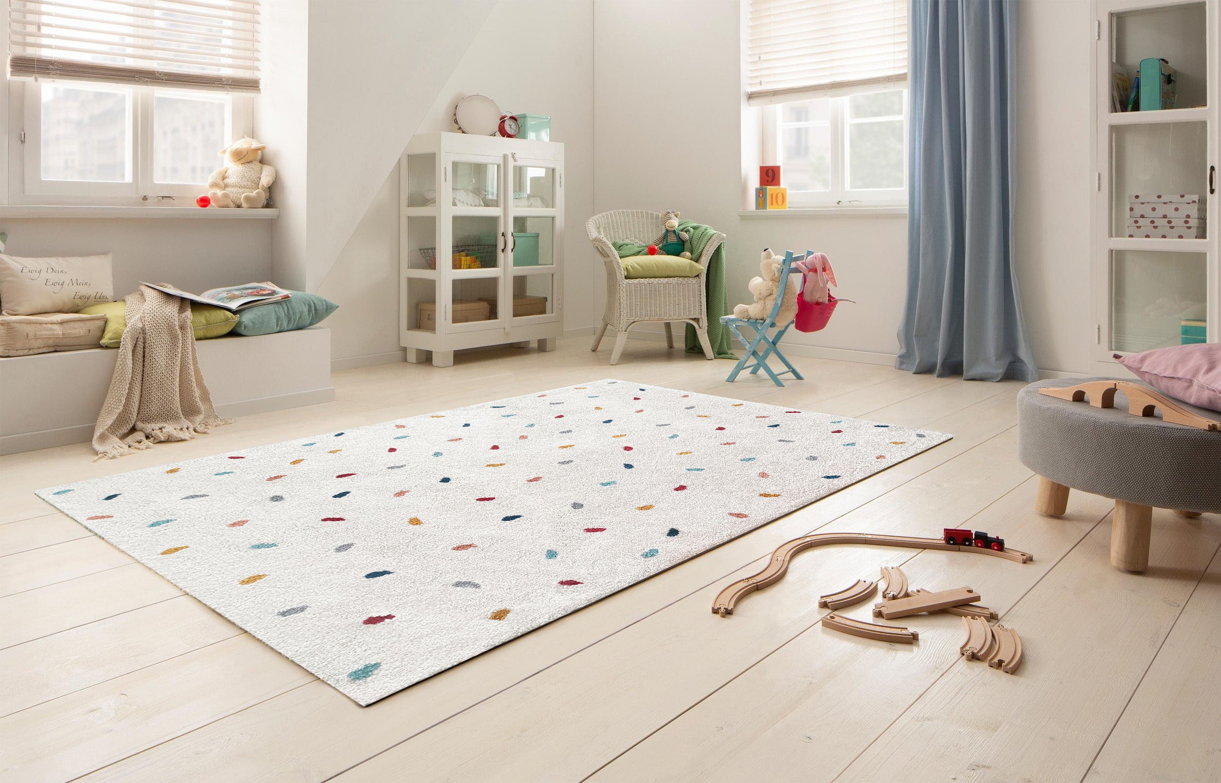 my home Kinderteppich »Odan, Hochflor-Teppich« rechteckig 20 mm Höhe bunte Punkte Teppiche, weich, Wohnzimmer, Kinderzimmer