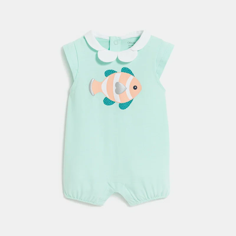 Combi courte poisson bleu bébé fille Bleu