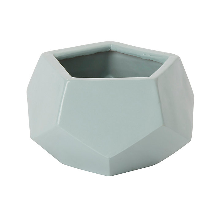 Pot rond émaillé motifs géométriques vert d’eau ø9 cm