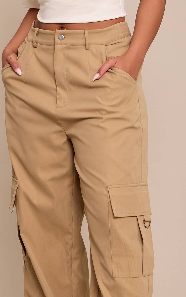 Gris Pierre Pantalon Cargo Taille Haute Jambes Larges Avec Boucles Shape