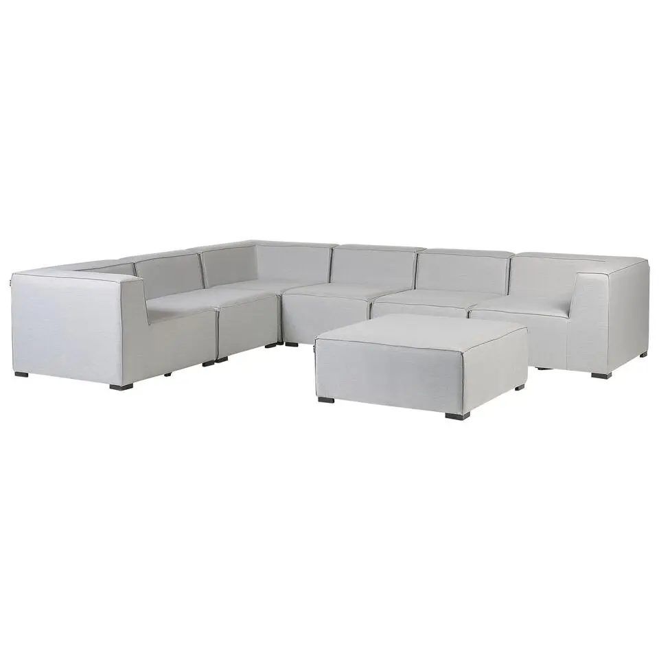 AREZZO - Loungeset voor 7 Rechtszijdig - Lichtgrijs - Polyester