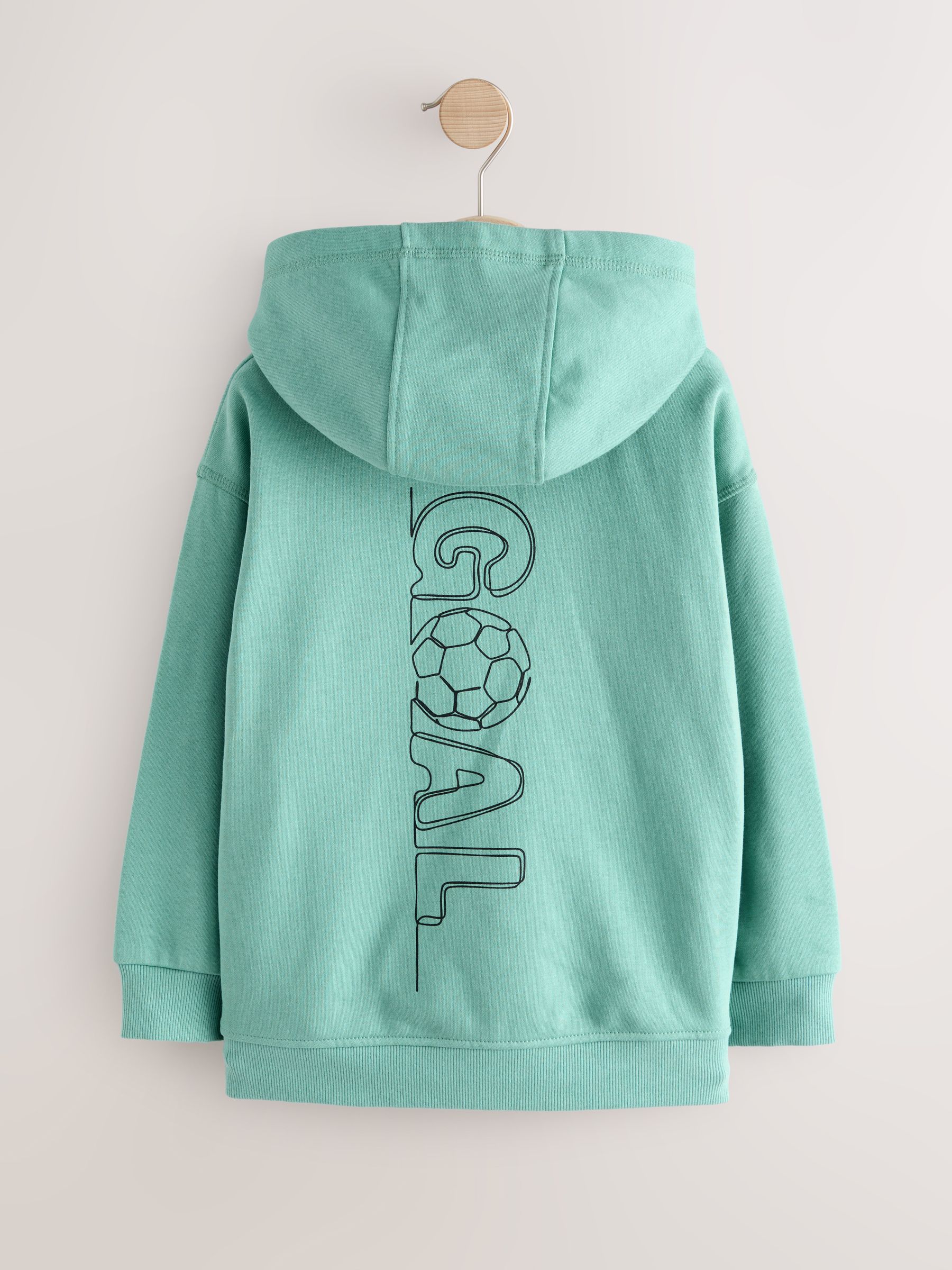 Mintgroen met voetbalprint - Grafische print hoodie voor oudere jongens (3-16jaar)